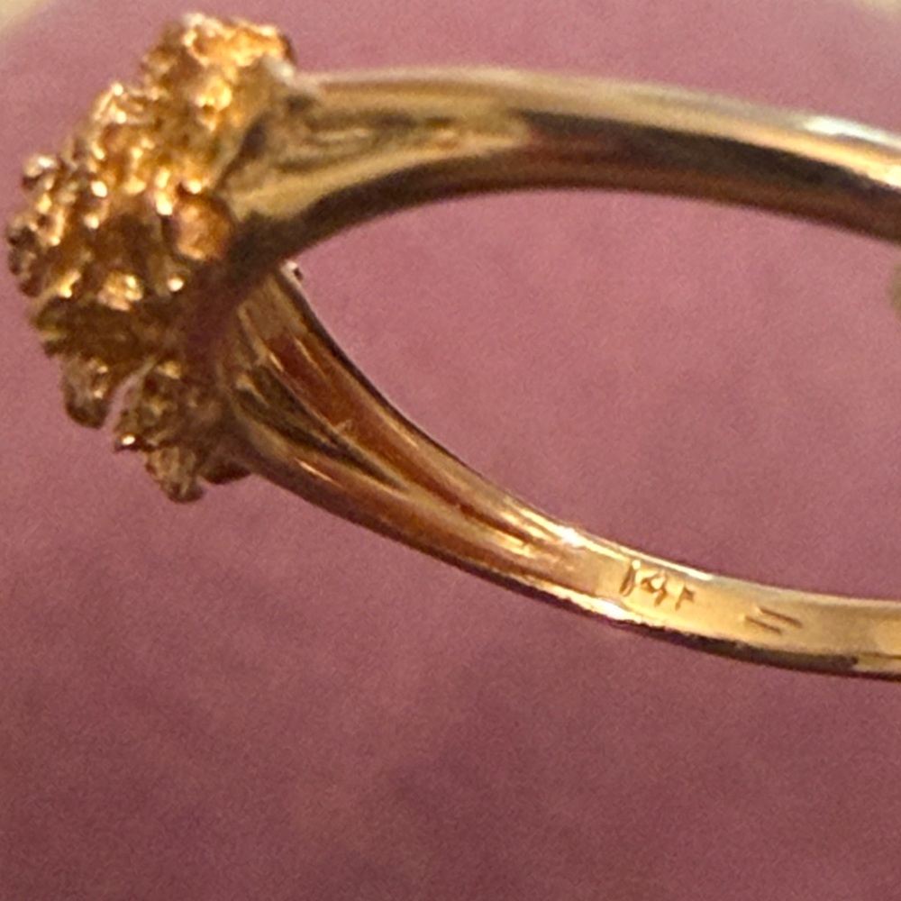 Laurie Fleming Old Garden Rose Signet Ring size 6 CATBIRD floral gold ring 14K - Picture 3 of 10
